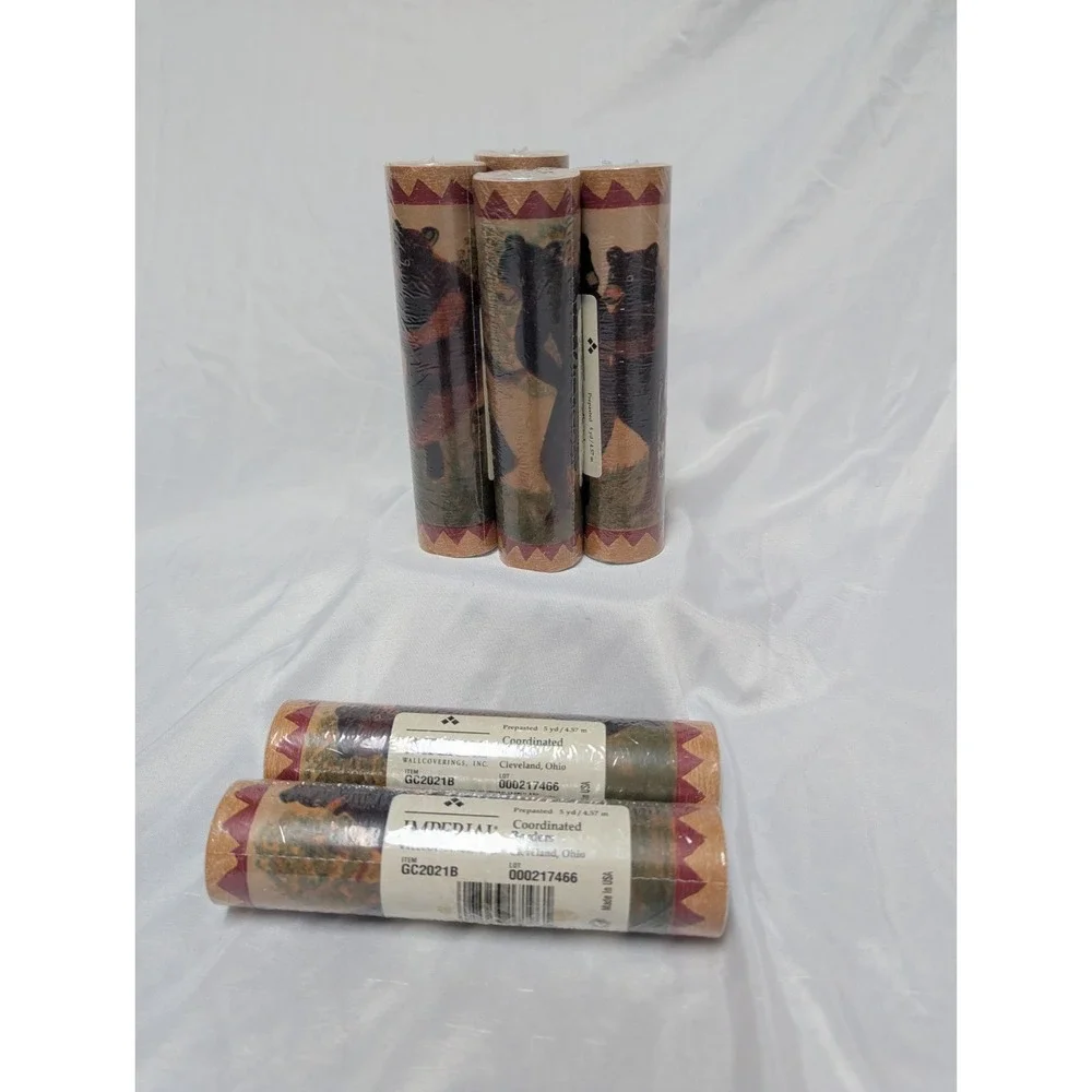 Imperial Wall Coverings Vtg Bear Wallpaper Border 6- 5 Yd Rolls Cottage Camp